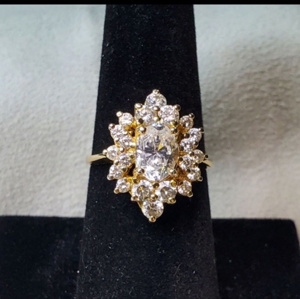 Paj Cubic Zirconia Cluster Sterling Silver Cocktail Ring size 7